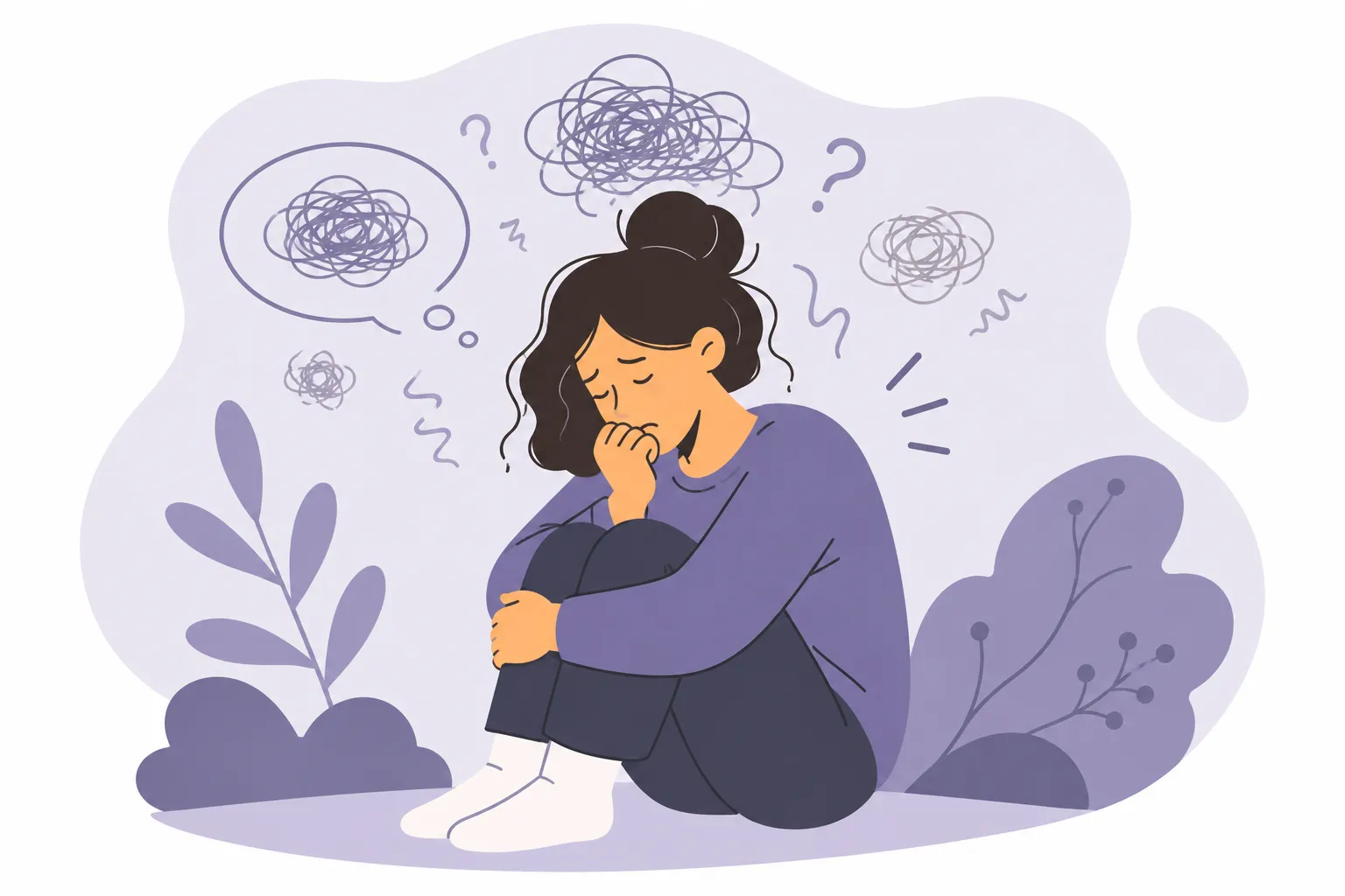 An illustration of a person pausing to notice how they feel